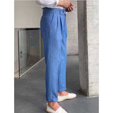 Men's High Waist Slim Fit Pants, Business Casual Stretch Trousers, Formal Dress Pants