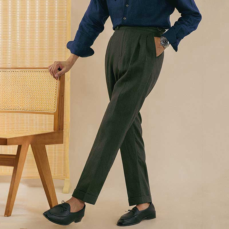 Italian Straight High Waist Casual Linen Trousers