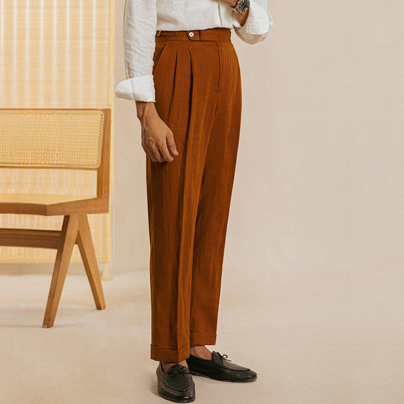 Italian Straight High Waist Casual Linen Trousers