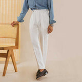 Italian Straight High Waist Casual Linen Trousers