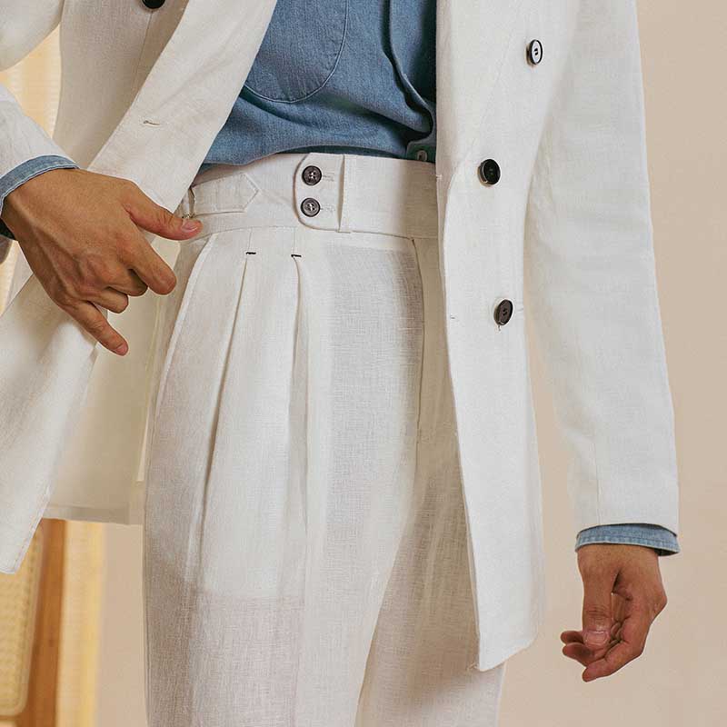 Italian Straight High Waist Casual Linen Trousers