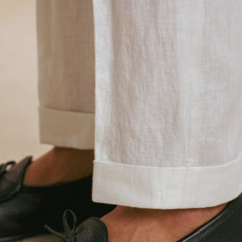 Italian Straight High Waist Casual Linen Trousers