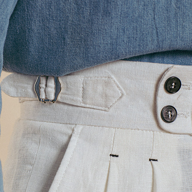 Italian Straight High Waist Casual Linen Trousers