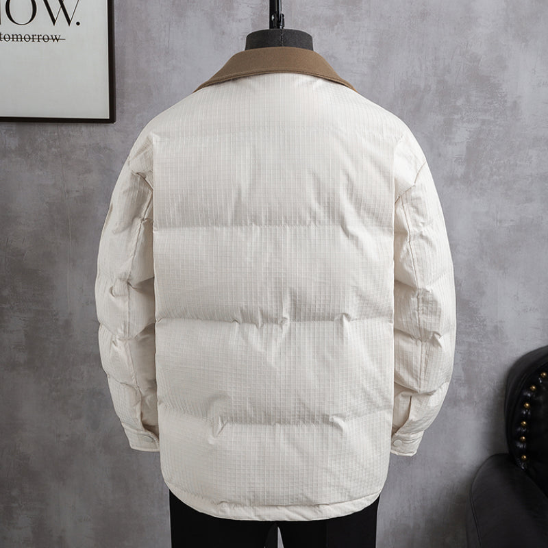 Men's Casual Color Block Jacket, Lapel Long Sleeve Coat, Patchwork Lightweight Outerwear