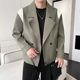 Men's Business Casual British Button Stitching Lapel Jacket