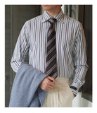 Men's French Collar Striped Business Non-iron Long-sleeved Shirt