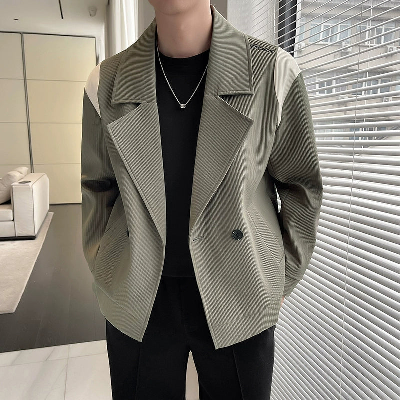 Men's Business Casual British Button Stitching Lapel Jacket