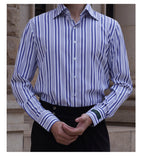 Men's French Collar Striped Business Non-iron Long-sleeved Shirt