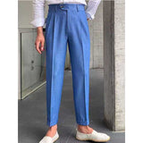 Men's High Waist Slim Fit Pants, Business Casual Stretch Trousers, Formal Dress Pants