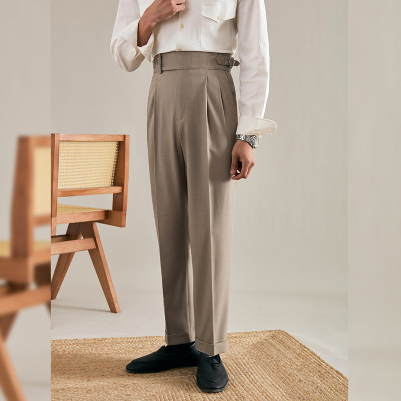 Solid Color Straight Washed Suit Trousers