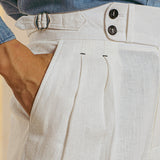 Italian Straight High Waist Casual Linen Trousers
