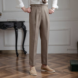 Men's Business British Thin Retro High Waist Pants Casual Suit Pants