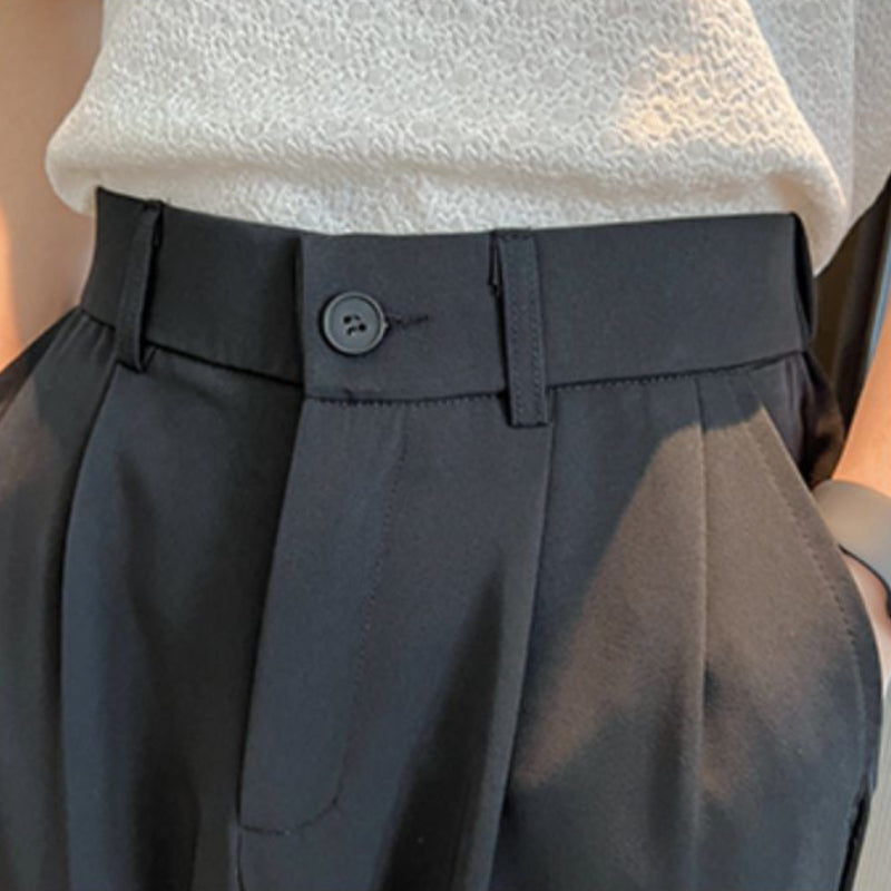 Back Waist Elastic Button Zip Pants