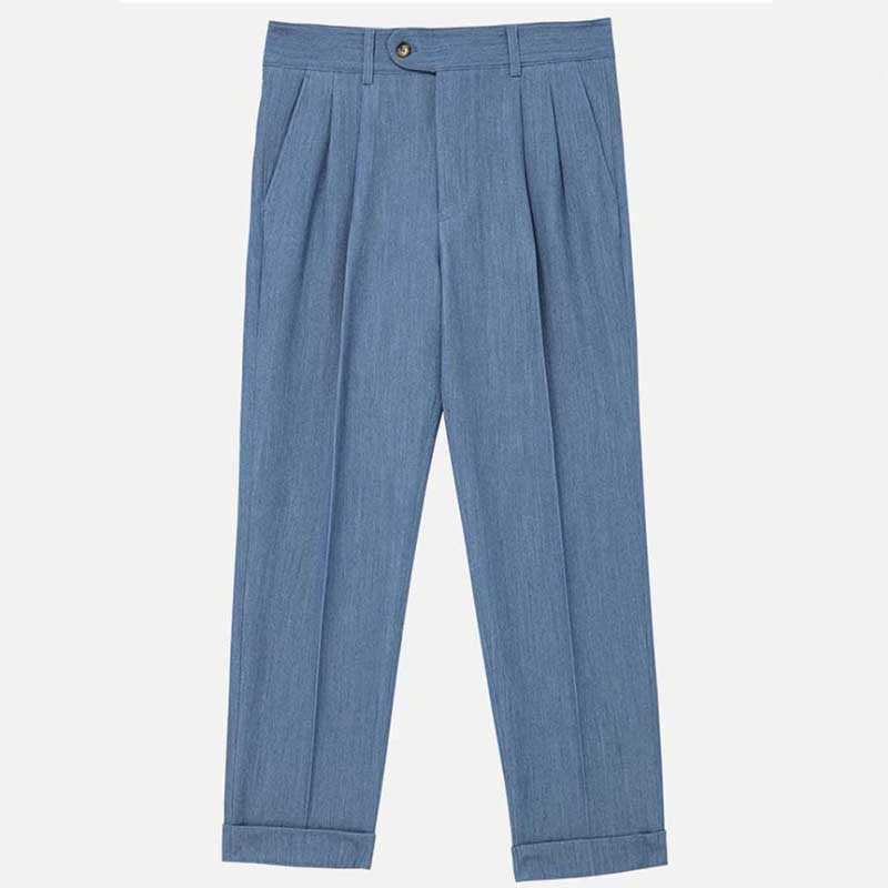 Men's High Waist Slim Fit Pants, Business Casual Stretch Trousers, Formal Dress Pants