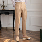 Men's Business High Waist Trousers Straight British Casual Pants