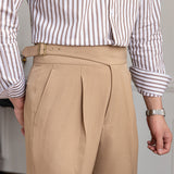 Men's Business High Waist Trousers Straight British Casual Pants