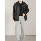 Men's Loose Lapel PU Leather Jacket