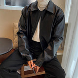 Men's Short PU Leather Motorcycle Jacket, Casual Biker Coat, Faux Leather Moto Jacket