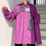 Men's Purple PU Leather Vest and Shirt