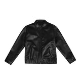 Men's Short PU Leather Motorcycle Jacket, Casual Biker Coat, Faux Leather Moto Jacket