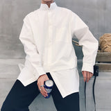 Men's Casual Solid Color Pullover Fake Two-Piece Long Sleeve Shirt