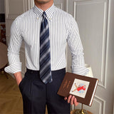 Men's Vintage Casual Striped Slim Fit Long Sleeve Shirt