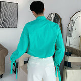 Men's Ribbon Collar Loose Long Sleeve Shirt