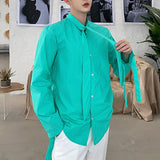Men's Ribbon Collar Loose Long Sleeve Shirt