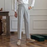 Men's Business Casual High Waisted Pants Slim Fit Dress Pants
