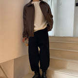 Men's Short PU Leather Motorcycle Jacket, Casual Biker Coat, Faux Leather Moto Jacket