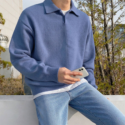 Men's Loose Polo Knitted Sweater
