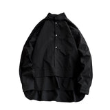 Men's Casual Solid Color Pullover Fake Two-Piece Long Sleeve Shirt