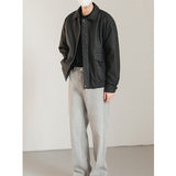 Men's Loose Lapel PU Leather Jacket