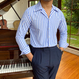 Men's Slim Fit Long Sleeve Striped Shirt