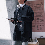 Men's Casual Solid Color Pullover Fake Two-Piece Long Sleeve Shirt
