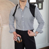 Men's Business Vintage Stripe Long Sleeve Panel Shirt