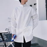 Men's Casual Solid Color Pullover Fake Two-Piece Long Sleeve Shirt