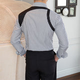 Men's Business Vintage Stripe Long Sleeve Panel Shirt
