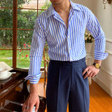 Men's Slim Fit Long Sleeve Striped Shirt