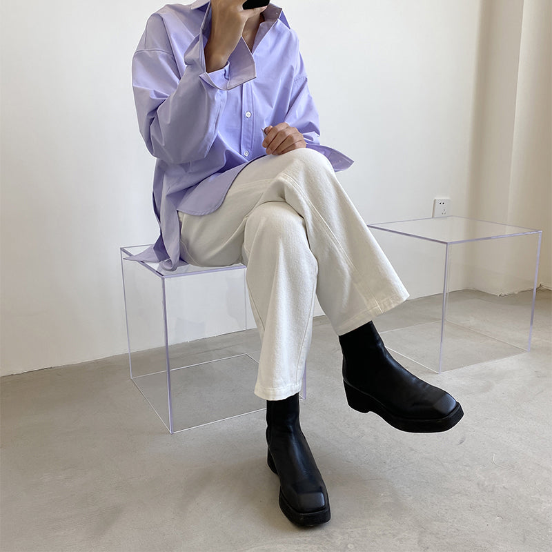 Men's Vintage Purple Back Slit Thin Shirt