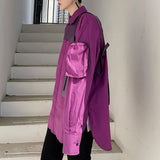 Men's Purple PU Leather Vest and Shirt