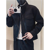 Men's British Vintage Long Sleeve Pocket Cropped Jacket