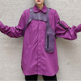 Men's Purple PU Leather Vest and Shirt
