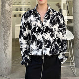 Men's Vintage Casual Ink Print Long Sleeve Shirt