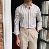 Men's Vintage Casual Striped Slim Fit Long Sleeve Shirt