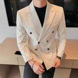 Men's Slim Fit Business Corduroy Double Breasted Blazer