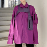 Men's Purple PU Leather Vest and Shirt