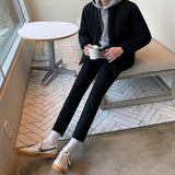 Men's Winter Casual Cropped Jacket, Slim Fit Crewneck Zipper Coat, Short Bomber Outerwear