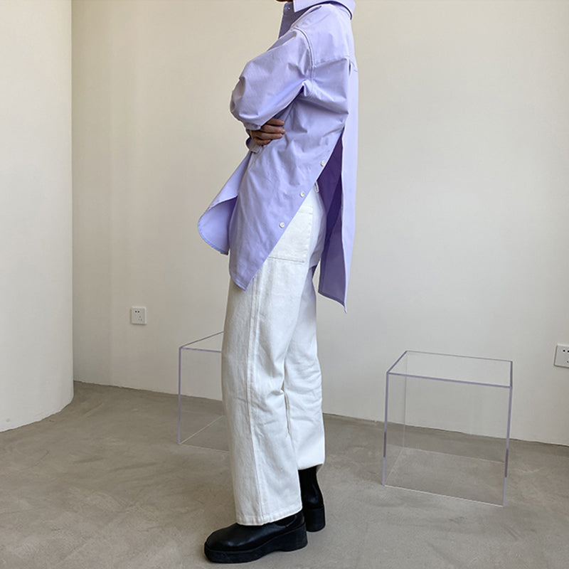 Men's Vintage Purple Back Slit Thin Shirt