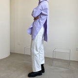 Men's Vintage Purple Back Slit Thin Shirt